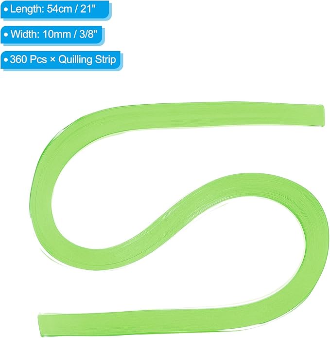 PATIKIL 360pcs Quilling Paper Strips Paper Flowers Quilling Kits 3/8"(10mm) Origami Paper for Adults Beginner Art Craft, 21"(54cm) Fluorescent Green