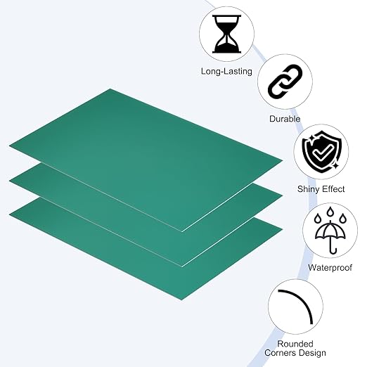 PATIKIL 8x12 Inch Anodized Aluminum Sheet Metal, 3Pcs Laser Plates Engraving Blanks 0.5MM Thin Rectangle for Crafting DIY House Laser Engraving, Green