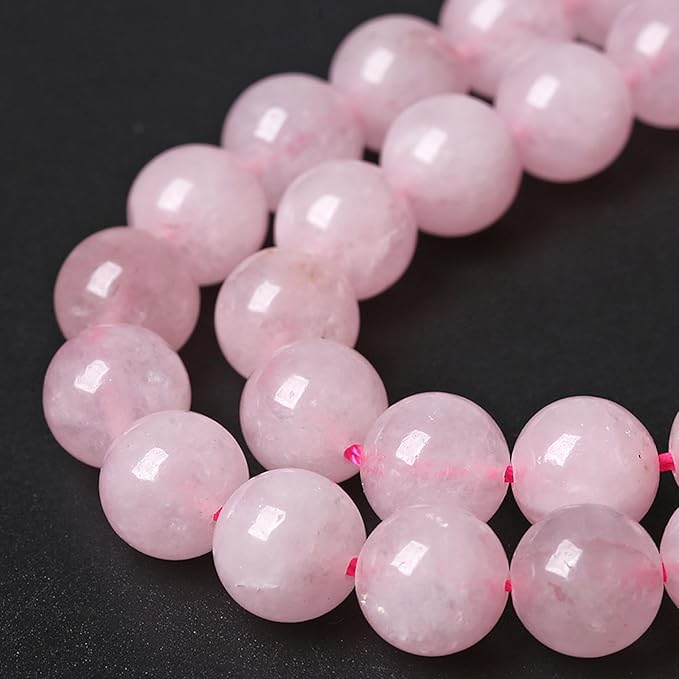 72pcs 10MM Natural Rose Quartz Stone Energy Healing Beads Round Loose Beads for Jewelry Making Bracelet Necklaces 2 Strands 32"