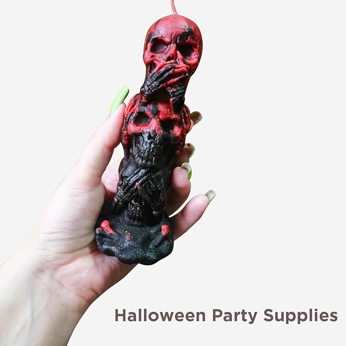 TOPYS 3D Skull Candle Silicone Mold Halloween Party Supplies DIY Resin Skull Mould for Plaster Decoration Clay Soap Making Cake Fondant Mould Festival Gifts