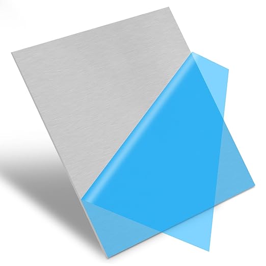 6061 T651 Aluminum Sheet Metal 10 x 10 x 1/8(0.125") Inch Flat Plain Aluminum Plate Covered with Protective Film, 3MM Heat Treatable Rectangle Aluminum Metal Plate for Crafting, Industrial
