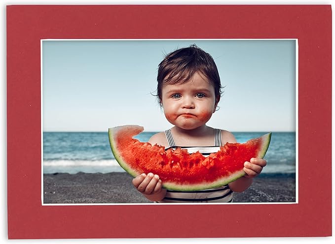 5x7 Mat for 8.5x11 Frame - Precut Mat Board Acid-Free Deep Red 5x7 Photo Matte Made to Fit a 8.5x11 Picture Frame, Premium Matboard for Family Photos, Show Kits, Art, Picture Framing, Pack of 100 Mats