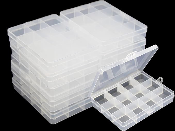 Small Plastic Organizer Box 10 packs12 Grids Clear Storage Container Jewelry Case with Fixed Dividers for Beads Art DIY Crafts Jewelry Fishing Tackles 5.04 * 3.82 * 0.87 inches