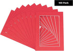 11x14 Mat for 8.5x11 Photo - Precut Deep Red Picture Matboard for Frames Measuring 11 x 14 Inches - Bevel Cut Matte to Display Art Measuring 8.5 x 11 Inches - Acid Free Pack of 100 MATS