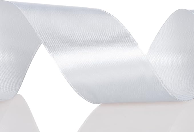1 1/2 Inch Silver Solid Satin Ribbon, 50 Yards Craft Fabric Ribbon for Gift Wrapping Floral Bouquets Wedding Party Decoration