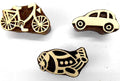 Car Bicycle Plane Wooden Blocks Stamps for Printing on Textiles, Pottery Crafts,Henna, Scrapbooking (Set of 3)