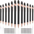 12 PCS 2 in 1 Stylus Ballpoint Pen with Stylus Tip, 1.0 mm Black Ink Metal Pen Stylus Pen for Touch Screens (Rose Gold & Black)