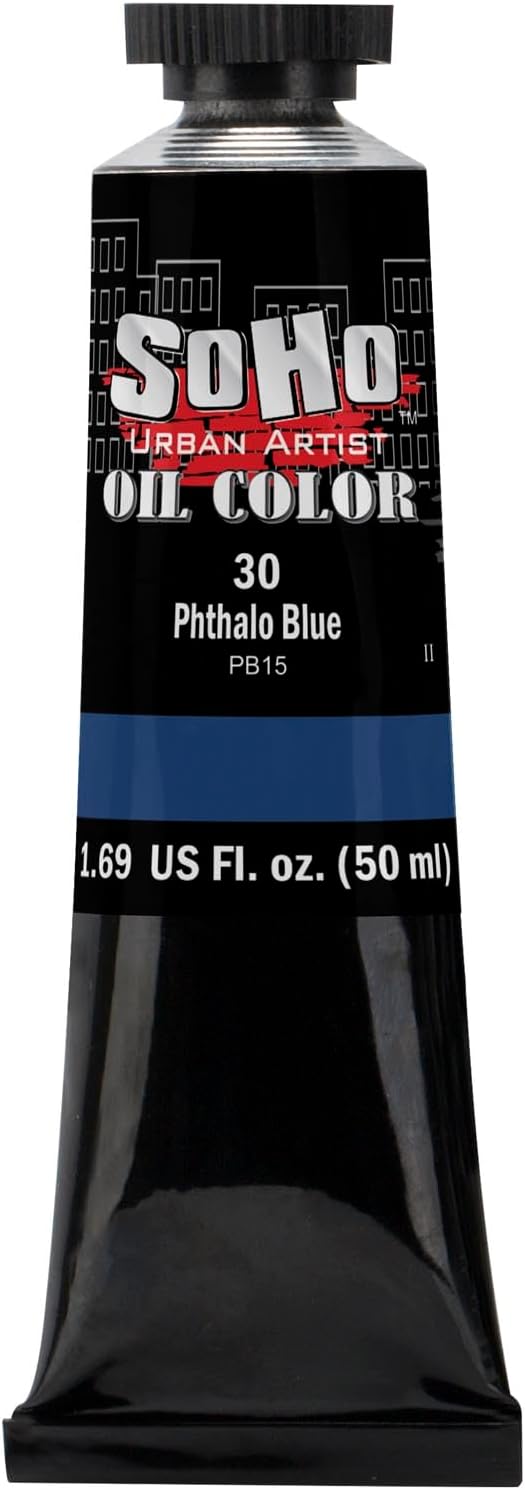 Soho Urban Artist Oil Paint - Phthalo Blue, 50 ml Tube - Best Valued Oil Colors for Painting, Excellent Pigment Load
