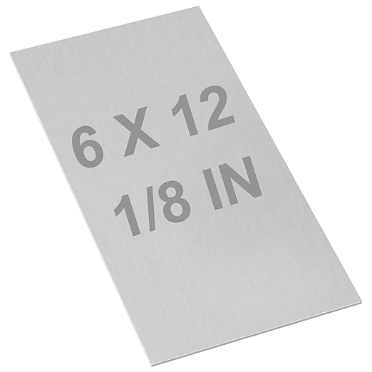 6061 T651 Aluminum Sheet Metal 6 x 12 x 1/8 (0.125”) Inch Plain Thin Aluminum Plate Covered with Protective Film, Heat Treatable Rectangle 3MM Aluminum Metal Plate for Industrial, Crafting