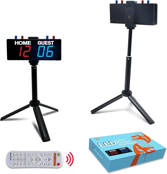 YZ Battery Powered Scoreboard Clock Timer with Buttons, Portable Digital Scoreboard with Remote, Electronic Scoreboard with Stand, Cornhole Score Keeper for Outdoor Yard Games/Shuffleboard/Pickleball