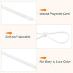 MECCANIXITY Waxed Cord 1mm Waxed Polyester Cord 175 Yard Wax String for Bracelet Making,Necklaces, Beading,Jewelry Making and DIY Crafts(White)