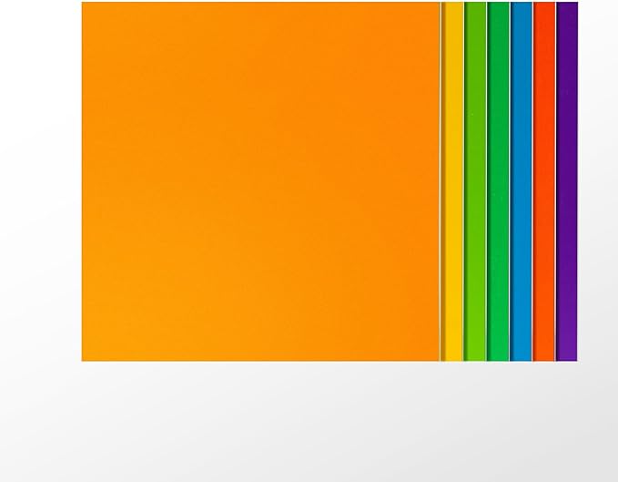 ROBOTIME 7-Pack Double-Sided Colored 1/8" Plywood Sheets - 12 x 12 x 1/8 Inch - Roller-Coated Solid Color 3mm Craft Wood Sheets for Laser Cutting, Engraving & Wood Burning - Assorted Colors