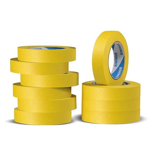 Yellow Painters Tape,1" x 60 Yards x 10 Rolls (600 Yards Total) - Medium Adhesive Masking Tape for Painting,Labeling,DIY Crafting,Decoration and School Projects