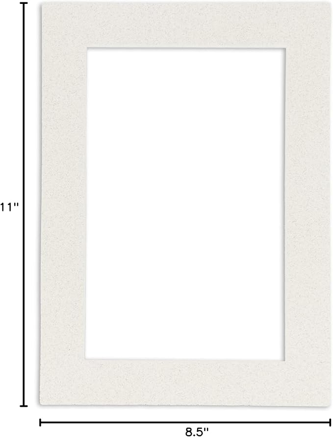 Pack of 25 Acid Free 8.5x11 Mats Bevel Cut for 7x9 Photos - Oyster Shell White Precut Matboards With Backing Boards and Clear Photo Mat Bags For Pictures, Photos, Framing - 4-ply Thickness