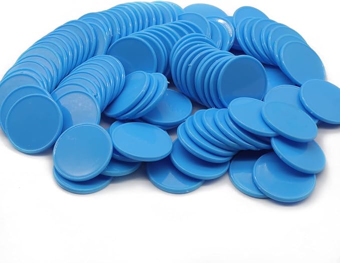 Set of 100 Opaque Plastic Learning Counters Mini Poker Chips Game Tokens with Storage Box (Deepsky Blue, 1.26 Inch)