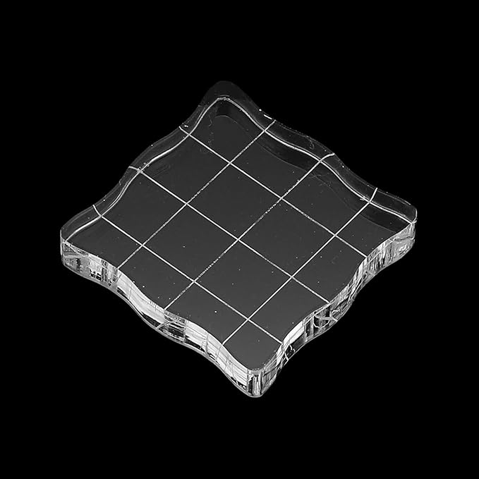 PATIKIL 1.6"x1.6" Acrylic Stamp Block, 6Pcs Clear Stamping Block with Grid Lines Decorative Mounting Blocks Wave for Scrapbooking DIY Crafts Card Making