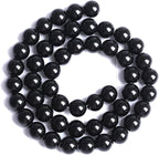 6mm 130pcs Natural Black Agates Onyx Stone Beads Smooth Round Loose Spacer Beads for Jewelry Making DIY Bracelets 32" 2 Strands