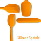 4 Piece Silicone Spatula Set, Flexible Heat Resistant Non-scratch Baking Cooking Rubber Spatulas with Stainless Steel Core, Orange