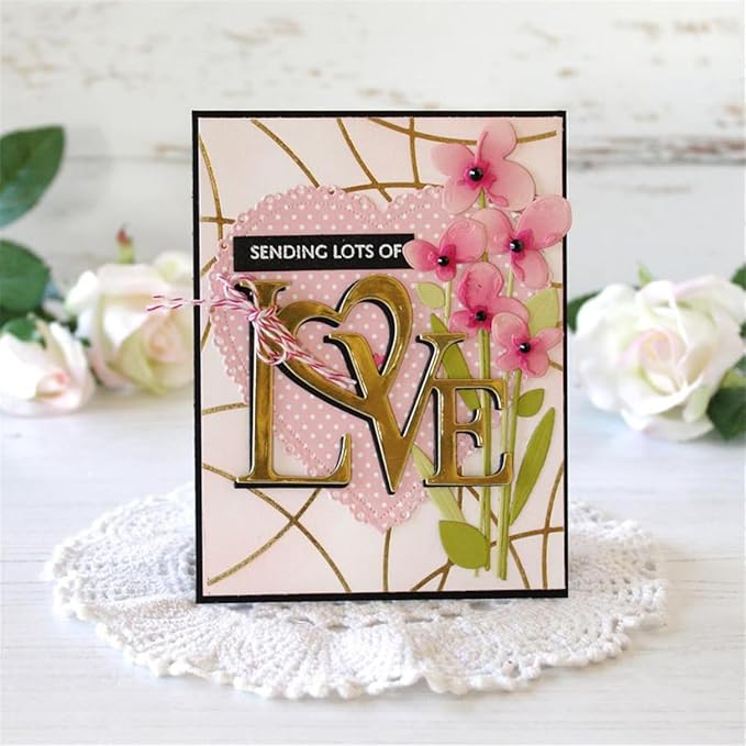 Mvchifay Cutting Dies for Card Making Metal Die-Cuts Scrapbooking Tool Hollow Frame DIY Craft Punch Template Embossing for Paper Album Decor (Word A-Love 8.2x6.6cm)