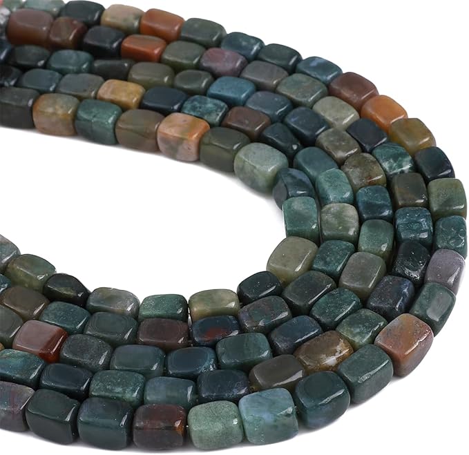 Natural Indian Agate Cuboid Stone Loose Semi Gemstone Beads for Jewelry Making 8mmx12mm 38cm/Strand
