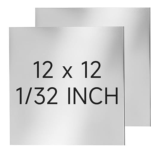 304 Stainless Steel Sheet - 2PCS 12" X 12" X 1/32" Thin Stainless Steel Plate 1/32 Inch Thickness with Protective Film Metal Sheets Shim Stock for Kitchen DIY Crafting (305 x 305 x 0.76 mm)