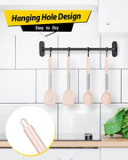 Pack of 4 Silicone Cooking Utensils Set, Non Stick Large Solid Spatulas, Heat Resistant Stainless Steel Khaki Slotted Spoons, Ideal BPA Free Kitchen Turners for Frying, Mixing,Serving,Draining,Turning