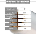 PSBM Mini Stretch Wrap with Handle, 18 Pack, 3 Inch x 1000 Feet, 80 Gauge, Clear, Small Plastic Cling Film for Pallets Moving Storing