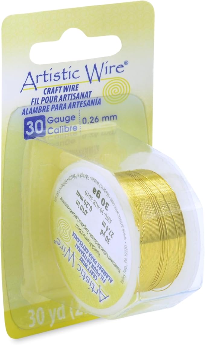 Artistic Wire 30 Gauge Tarnish Resistant Brass Craft Jewelry Wrapping Wire, Gold Color, 30 yd