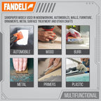 Fandeli | Multi-Purpose Sandpaper | 220 Grit | 50 Sheets of 9'' x 11'' | Ideal for Metal and Wood Sandpaper | Wall Sandpaper | Hand Sanding | Orbital Sanders.