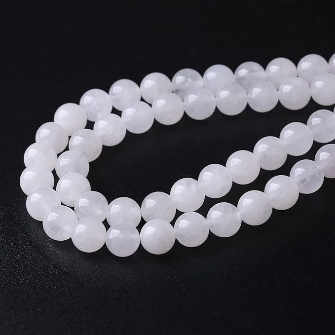 90PCS 4MM White Chalcedony Beads Round Loose Stone Beads for Jewelry Making DIY Energy Stone Healing Power Bracelet 15"