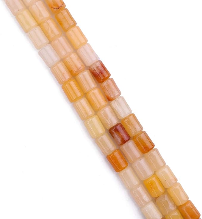 Natural Yellow Jade Cylinder Stone Loose Semi Gemstone Beads for Jewelry Making 10mmx14mm 38cm