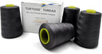 Tortoise 4 Cones of 3000 Yards Each Spool Thread for All Purpose Sewing, Serger, Overlock, Quilting, Machine - 100% Polyester - 20S/2 Black