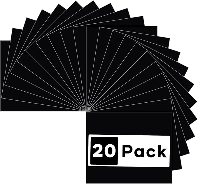 HTVRONT Black Heat Transfer Vinyl Bundle: 20 Pack 12" x 10" Black Iron on HTV for T-Shirt, Compatible with Cricut Cutting Machine, Silhouette Cameo or Heat Press Machine