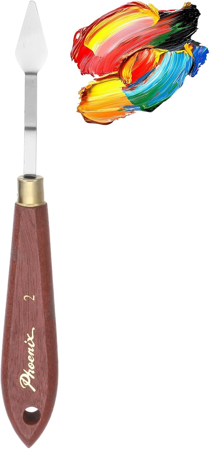 MECCANIXITY Pack of 1 Palette Knife No.2, 6.7" Long Palette Knives with Stainless Steel Flexible Spatula Pallet Knife and Wood Handle for Scraping, Mixing, Oil Acrylic Painting Canvas