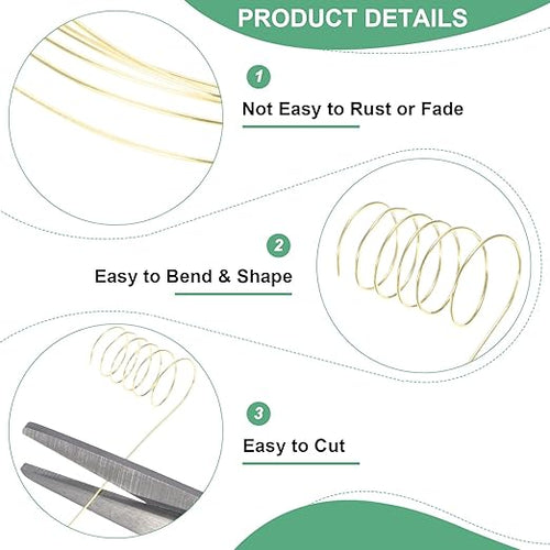 0.2 mm/32 Gauge Copper Wire for Jewelry Making, 82FT Copper Beading Craft Wire for Jewelry/Weaving/DIY Crafting/Planting, Color-Retaining [25M, Light Golden]