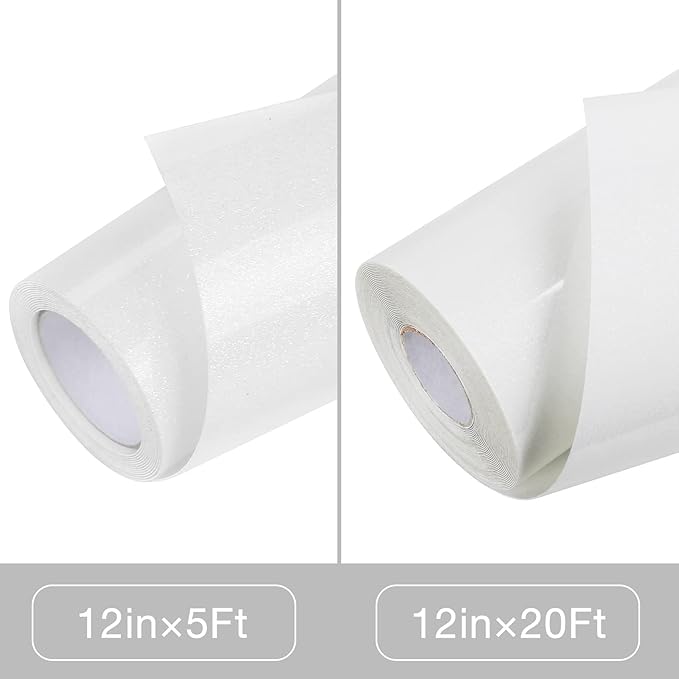 TORC White Glitter HTV Heat Transfer Vinyl Roll 12 inch x 5 ft Iron on Vinyl for T Shirts Crafts
