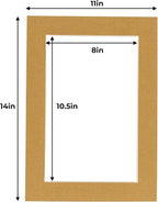 11x14 Mat for 8.5x11 Photo - Precut Rattan Beige Picture Matboard for Frames 11 x 14 Inches - Bevel Cut to Display Art 8.5 x 11 Inches - Acid Free Pack of 100 MATS with Backing Boards & Clear Bags