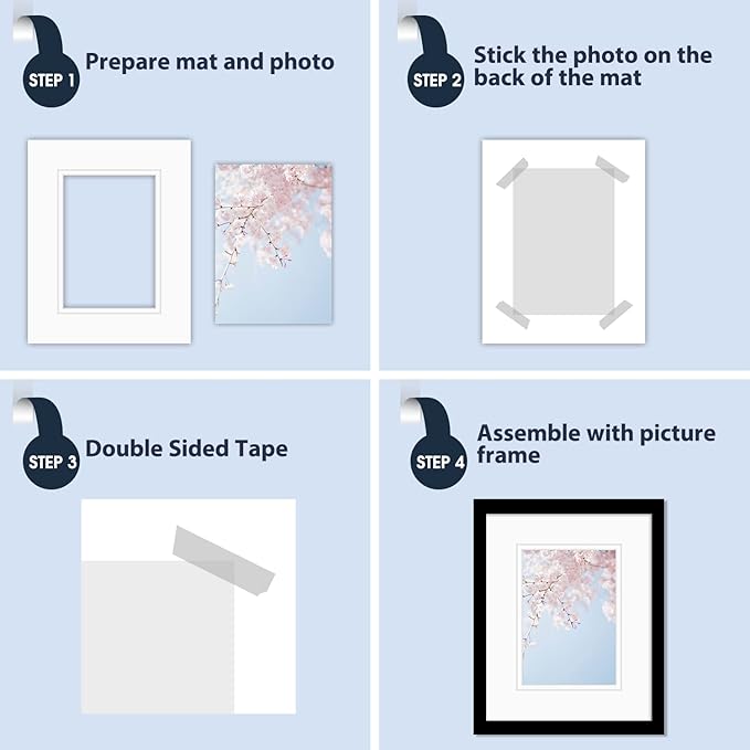 Mat Board Center, Double Mat - Acid Free, 8-ply Thickness, White Core - for Pictures, Photos, Framing (Off White Over Off White, 8x10 for 5x7, Pack of 5)