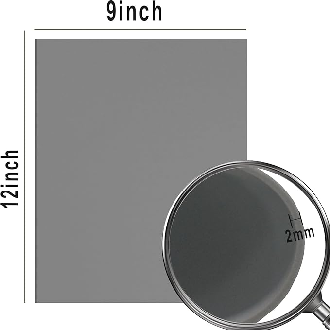 QIDIWIN EVA Foam Craft Sheets - 9x12 Inch 2mm Thick Versatile Non-Adhesive Foam for DIY, Cosplay, Scrapbooking, Classroom Projects - Durable, Flexible, Perfect for Crafting, 12 Pack(Grey)