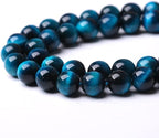 Blue Tiger Eye Gemstone Loose Beads Natural Round Loose Stone Beads for Jewelry Making DIY Bracelet Necklace Earrings 8mm 48pcs 1 Strand 15" (Blue Tiger Eye, 8mm)