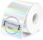 Square Thermal Labels Stickers 2" x 2", Holographic Silver Thermal Stickers Labels, Glitter Self-Adhesive Direct Thermal Label for Small Business