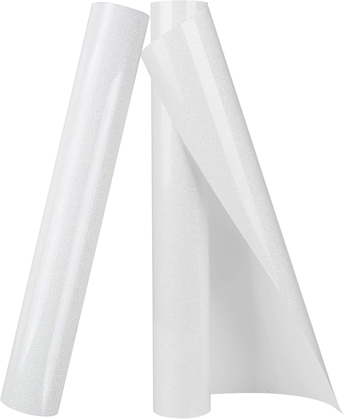 TORC White Glitter HTV Heat Transfer Vinyl Rolls Iron on Vinyl for T Shirts Crafts Total 12 inch x 10 ft