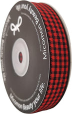 Red and Black Gingham Plaid Checked Ribbon 25 Yards Each Roll 100% Polyester (5/8",BlackRed)