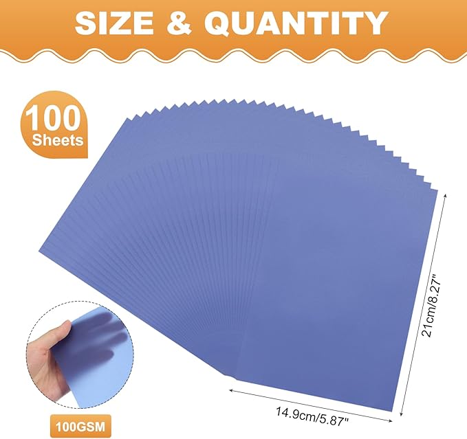 MECCANIXITY 100 Sheet Colored Vellum Paper 5.9" x 8.3", 100gsm Translucent Printable Vellum Sheets for Printing Wedding Invitations Inkjet Laser Printer, Deep Blue