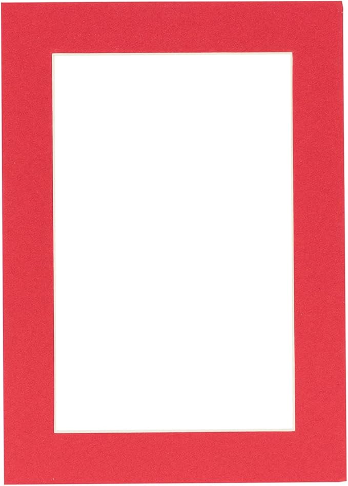 8x10 Mat Bevel Cut for 6x8 Photos - Acid Free Cardinal Red Precut Matboard With Backing Board and Crystal Clear, Self Seal Photo Mat Bag - For Pictures, Photos, Framing - 4-ply Thickness