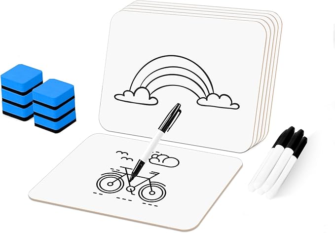 Dry Erase LapBoards, PANDRI 6 Pack Double Sided 12.5 x 9 Inch Whiteboards with 6 Erasers and 6 Markers, Dry Erase Boards for Office Students Classroom Teacher Supplies