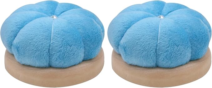 Uxney Pin Cushion,Wooden Sewing Pin Cushion Pincushion Needle Cushion for Sewing Quilting Needlework DIY Crafts(Sky Blue,2 PCS)