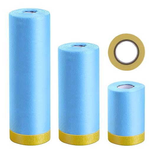 MyLifeUNIT Tape and Drape, 3 Pack Masking Paper with Tape for Automotive Painting