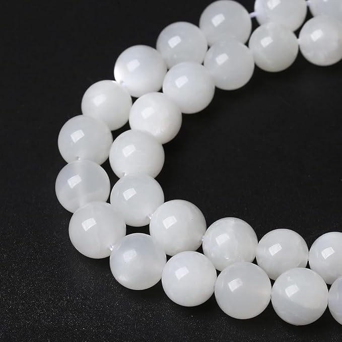 88pcs 4mm Natural White Moonstone Beads AAA Gemstone Round Loose Beads for Jewelry Making DIY Bracelets Necklaces Crystal Energy Healing Stone Beads 15" (4mm, White Moonstone)