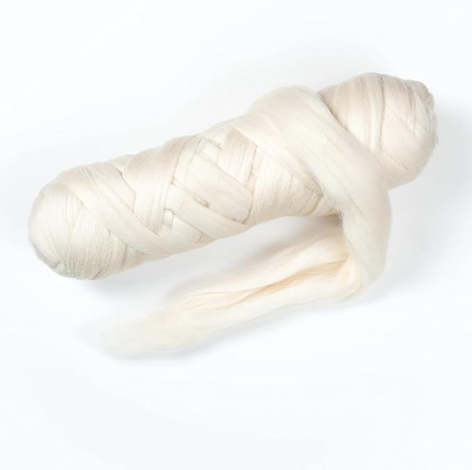 Natural Wool Bulk 2 lb roving, Best Wool for Spinning, arm Knitting, Felting, Chunky Blankets and Tapestry. Natural Colors, un-Dyed Fiber Yarn. (Ecru, 2 lb)